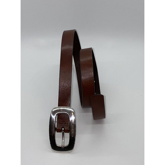Kenneth Cole K9031 Womens Brown Belt Genuine Leather Size S Brass Buckle 32" E2E - Picture 1 of 5